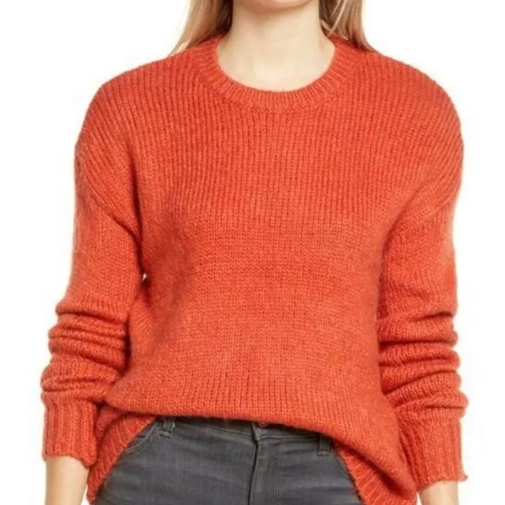Cotton Emporium Dark Orange Crewneck Soft Sweater Women's Chunky Knit Sz S‎ NWT.